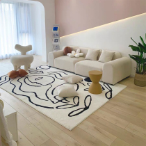 Black & White Carpet Living Room Bedroom Bedside Blanket Picasso Face Art Thickened Imitation Cashmere Minimalist Cloakroom Mat