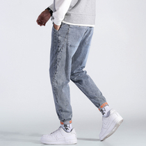 Autumn jeans mens loose mens Haren pants slim stretch feet spring and autumn thin nine casual pants men