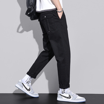 Spring casual pants mens loose straight tube elastic Korean trend tooling mens 2021 wild spring and autumn long pants men