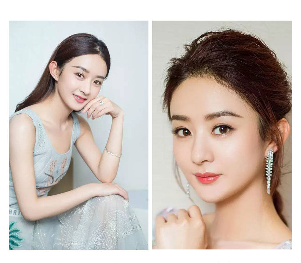 柳月眉,自然眼妆,啾啾辫.已经奔三的赵丽