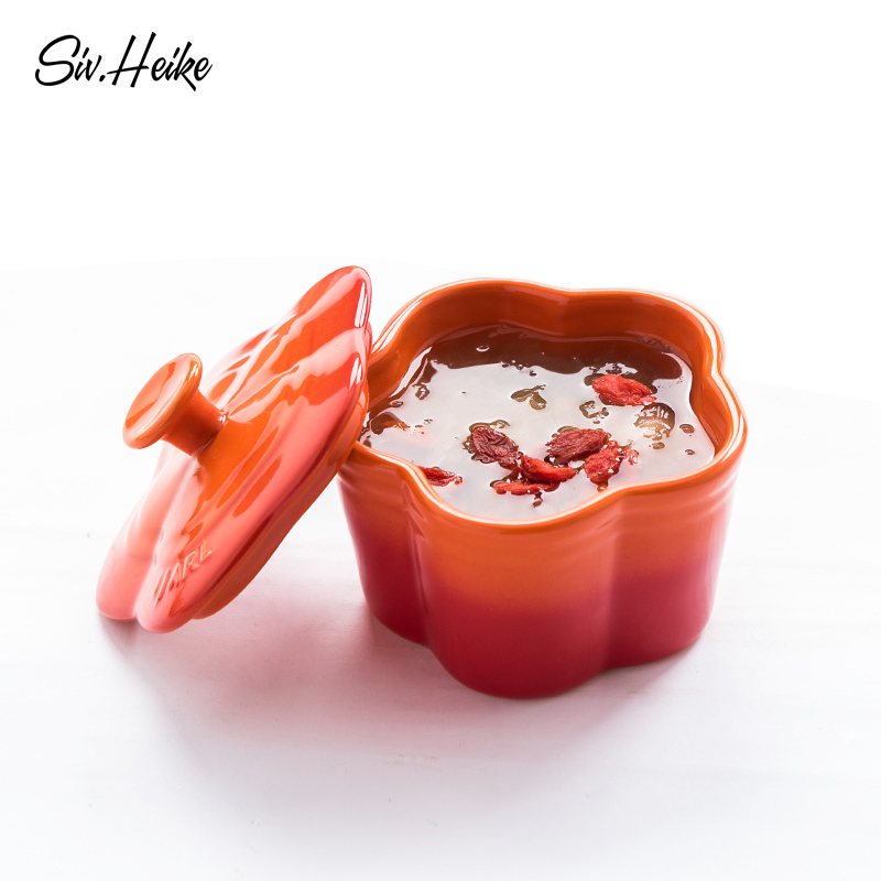 European ins lovely color ceramic bowl with cover baking bake to use baking cup shu she pudding cake mould tableware