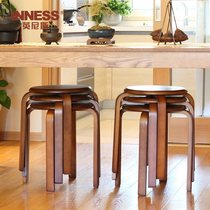 Innes Solid Wood Stools Home Dining Table Stool Fashion Creative Round Stool Wood Stools Adults Small Stool Short Bench Bench