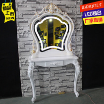 Beauty salon mirror European barbershop mirror table led light luminous mirror Hair cut wall-mounted hair salon mirror factory direct sales