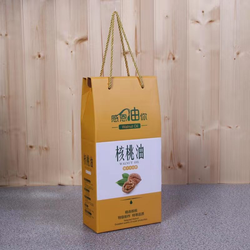 通用版核桃油包装礼盒500毫升手提包装纸盒双支装现货