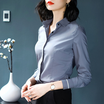Gray shirt women long sleeve professional work clothes dress top 2020 Spring and Autumn New slim slim shirt Korean version