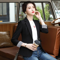 Black small suit jacket womens spring and autumn coat 2021 New Net red casual short small man early autumn suit