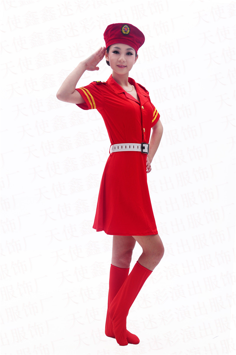 成人舞蹈服演出服装军鼓服军装女款迷彩裙女兵服长袖裙广场舞女