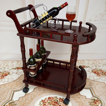 Mobile solid wood hand push food truck Hotel wine truck Wedding wine truck Mobile tea rack Car show VIP coffee table