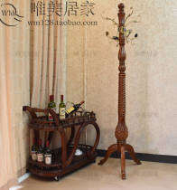 American solid wood coat rack High-end luxury imported oak coat rack Floor solid wood coat rack European style clothes rack