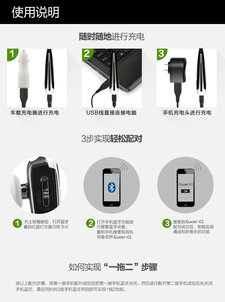 guoer/果儿电子 guoer-04苹果7蓝牙耳机vivo华为oppo三星魅族小米