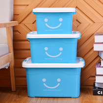 Transparent storage box Plastic finishing box Plastic household covered large medium and small portable storage box Toy storage box