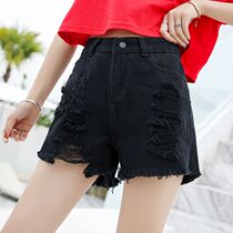 High-waisted denim shorts womens summer loose skinny Korean version of Joker new a-shaped wide-leg broken hot pants