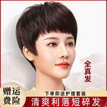 Wiggirl short hair round face natural short curly hair Ms Hairy middle-aged old mother fashion wig full glove