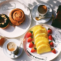 (Tadahara) Original design ins comic style bone porcelain dinner plate Creative plate artifact gift box B