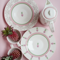 (TaDah suddenly) Rococo pineapple bone china plate plate soup plate deep plate Chinese and Western dinner plate gift box