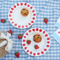 (TaDah suddenly) fresh strawberry bone china plate 4 original hand-painted design deep plate soup plate tableware