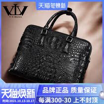 vvbrown Alligator Mens Leather Hand bag Business Leisure Large Capacity Shoulder Bag Casual Mens Bag