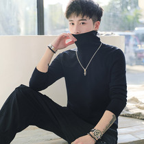 Autumn and winter turtleneck sweater mens winter knitwear winter black slim liner thickened mens bottoming shirt top clothes