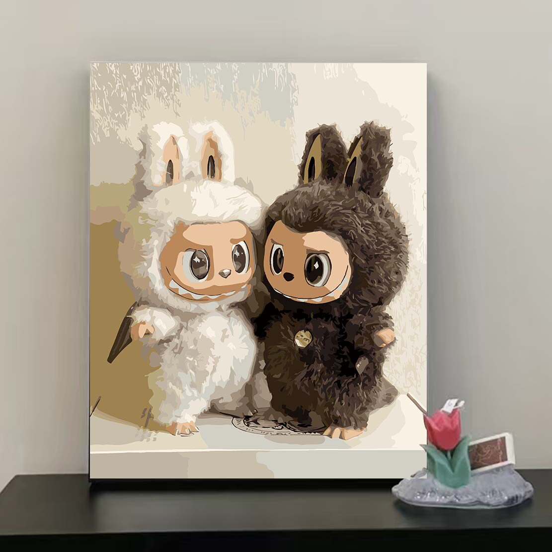 泡泡玛特zimomo数字油画2025新款手工diy填色静心解压手绘油彩画