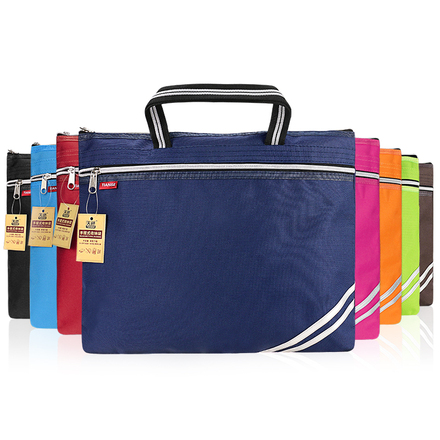 文件袋手提文件包帆布学生补课多层A4拉链资