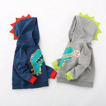 Boys clothes female clothes New 2021 dinosaur coat hooded childrens baby Korean childrens clothing Spring and Autumn Tide