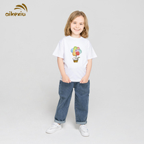 Childrens T-shirt girls white short-sleeved T baby half sleeve cartoon cotton childrens coat summer fresh