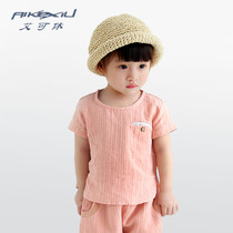 Girls short sleeve T-shirt summer dress children Chinese coat cotton linen short sleeve shirt shirt shirt half sleeve shirt