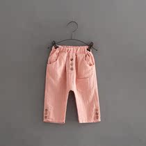 New spring clothing children cotton linen mosquito pants men and women children 12345 years old baby spring and autumn loose trousers tide thin
