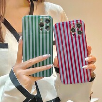 South Korea ins blue and green stripes retro niche temperament mobile phone case for X Apple 12iphone13promax11
