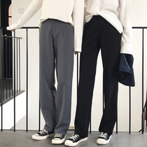 Straight-bits for suit pants loose spring autumn high waist thin trousers and long-dressed casual pants