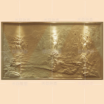 Sandstone relief custom sandstone hotel background wall Chinese villa exterior wall landscape relief High mountains and rivers mural