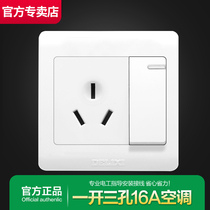 Delixi switch with socket household one-open three-hole 16A air-conditioning electric water heater special power supply concealed panel