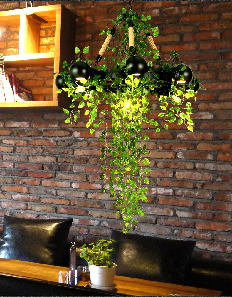 工业风植物吊灯音乐餐厅网红咖啡厅奶茶创意个性火锅店装饰绿植灯