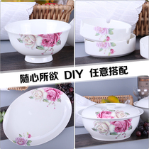 (Jiayu bone China) Single-piece tableware Household soup noodle bowl Rice bowl plate spoon dish ceramic j loose-piece single-piece