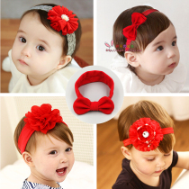 Female baby head decorated 100 days baby hair with Korean red trekhead flowers 0 children 1 year 2 haircut princess crown