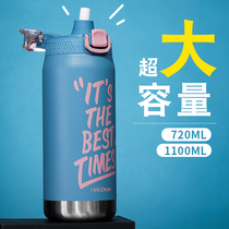 1000ml large capacity thermos cup 316 stainless steel Sports Cup straw male high-grade students portable kettle female