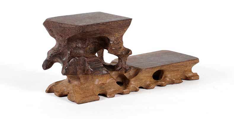 红木雕刻奇石根雕底座 紫砂壶花盆工艺品摆件木托 实木质花瓶木座