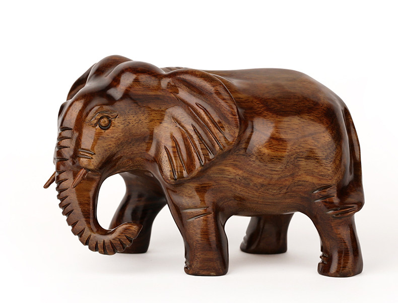 红木工艺品大象摆件 花梨木20cm实木雕大象小号 风水家居客厅木象_7折