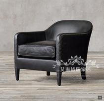 Tiger Chair American Single Sofa Cow Leather Imitation Leather High Back Chair Bookroom Hotel Will Living-room Circle Chair Leisure Chair