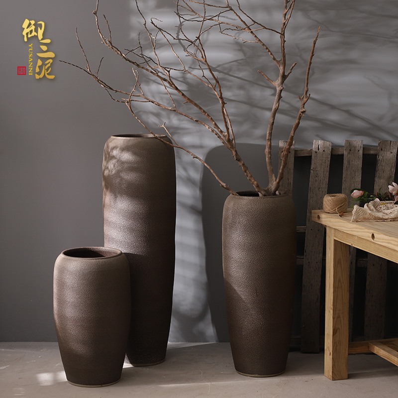 Contracted jingdezhen ceramic floor big vase Chinese flower arrangement sitting room place coarse pottery large suit the dried flower