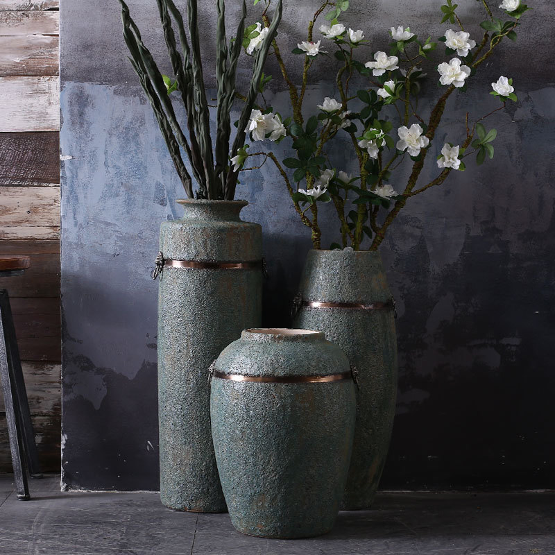 Restore ancient ways the ground vases, antique bronze, ceramic flower implement do old blue glaze Chinese wind furnishing articles drama props vase