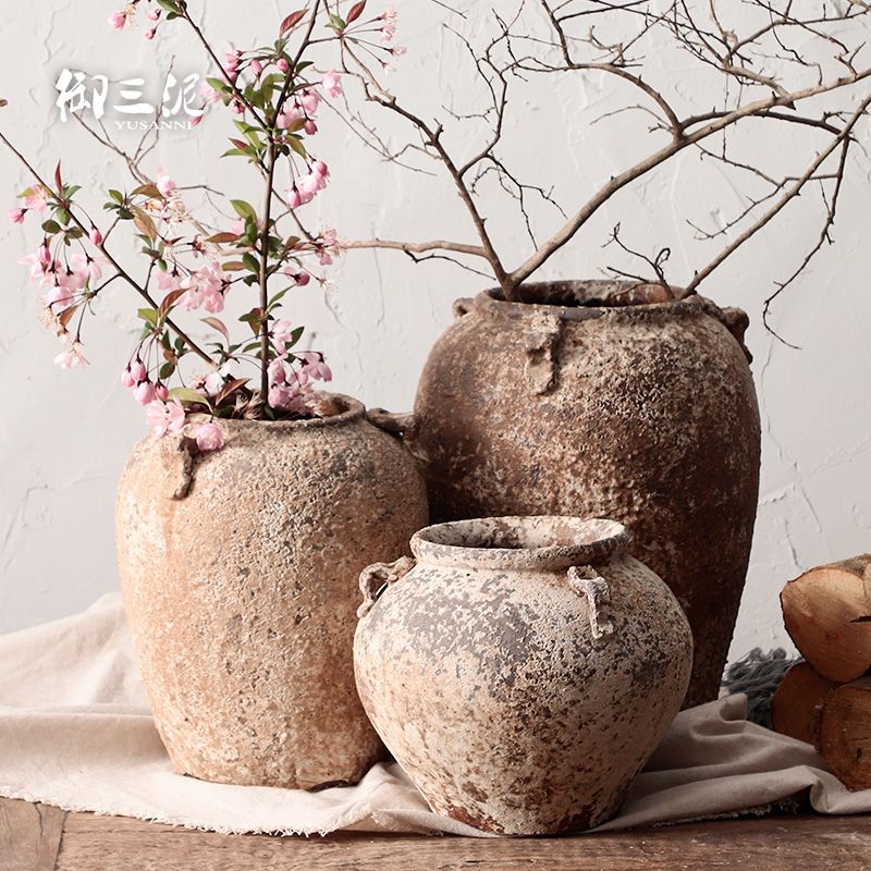 Jingdezhen ceramic dry flower vase home stay facility teahouse zen flowerpot manual coarse TaoHua restoring ancient ways is more than flesh POTS