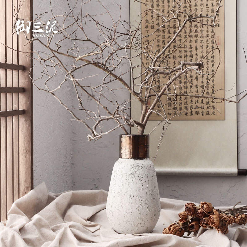 Dried flower adornment furnishing articles coarse light some ceramic pot flower arranging flower implement restoring ancient ways is the key-2 luxury of I and contracted ceramic vases, snow black copper