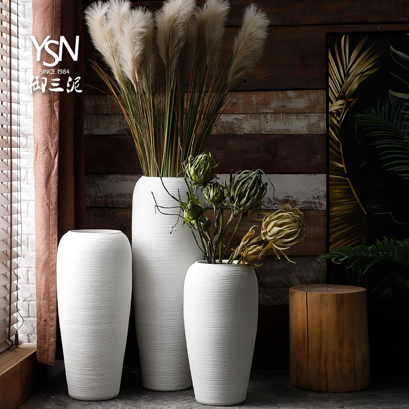 Be born pottery decorative furnishing articles I and contracted jingdezhen ceramic vase Nordic white flower arranging dried flowers, the sitting room