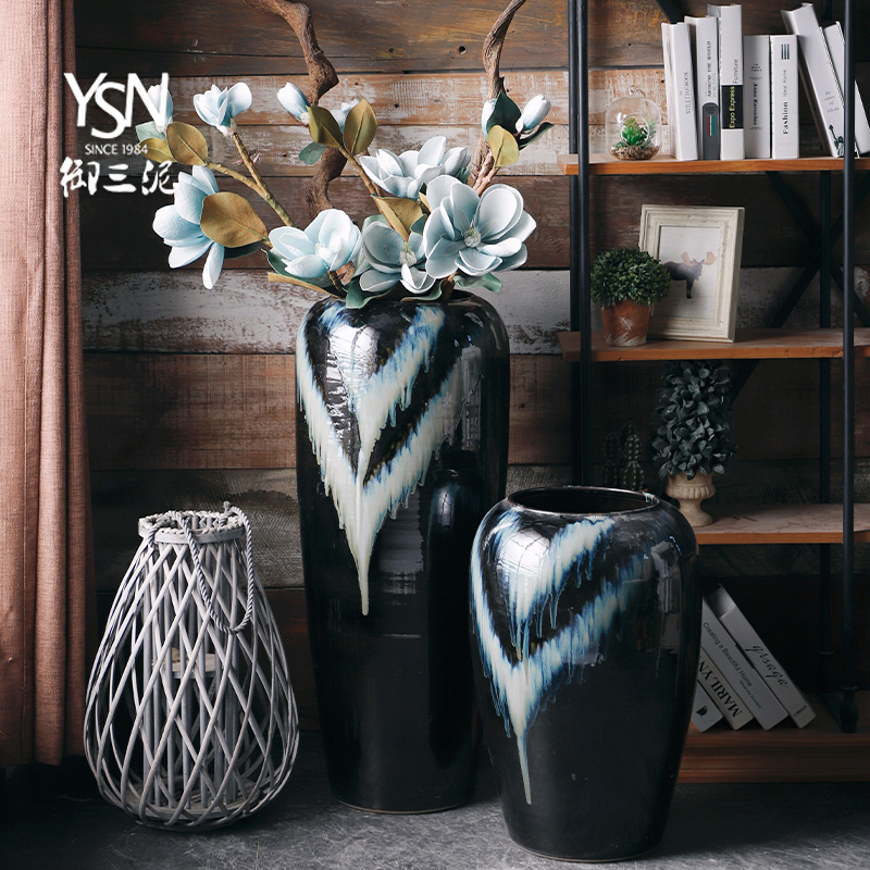 Royal jingdezhen ceramic vase simulation flower implement three mud floor decoration light sitting room key-2 luxury furnishing articles I and contracted arranging flowers