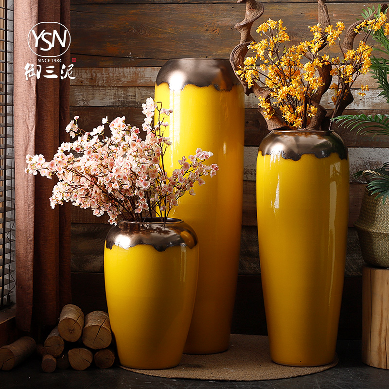 Ceramic vase simulation flower adornment flower arranging ground large porcelain decoration big yellow plutus festival furnishing articles sitting room