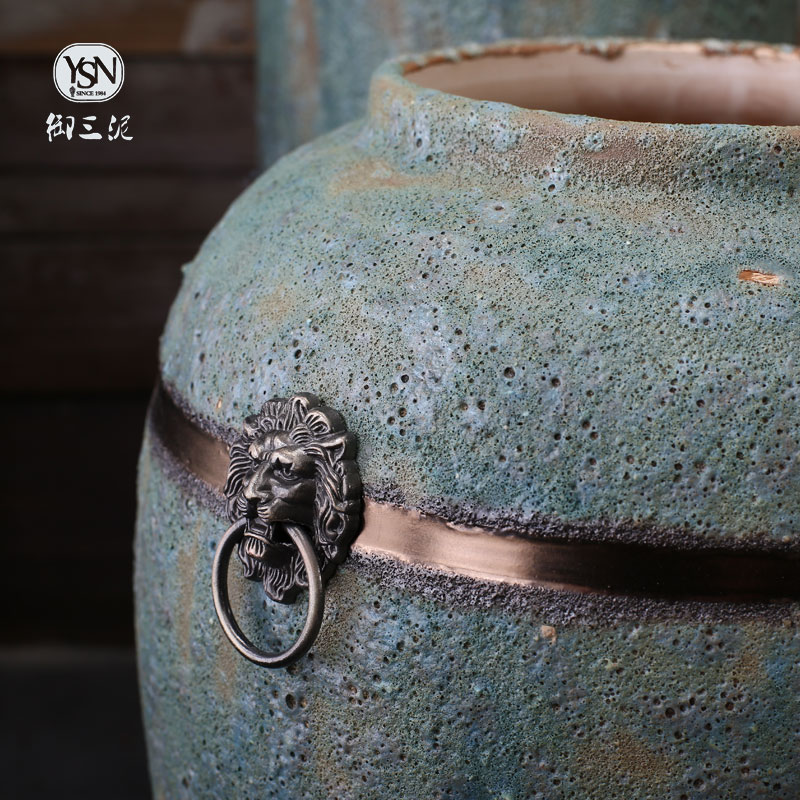 Restore ancient ways the ground vases, antique bronze, ceramic flower implement do old blue glaze Chinese wind furnishing articles drama props vase