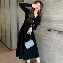 FENING MAJE Japanese and Korean Womens Long Skirt 2020 Autumn and Winter New Goddess Fan Solid Color Knitted Dress