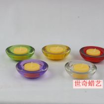 Candle glass candle holder small flying saucer tea wax aromatherapy wedding birthday ghee simple color high temperature resistant candle holder