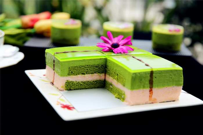 夏日的清凉抹糕茶巧克力慕斯蛋糕